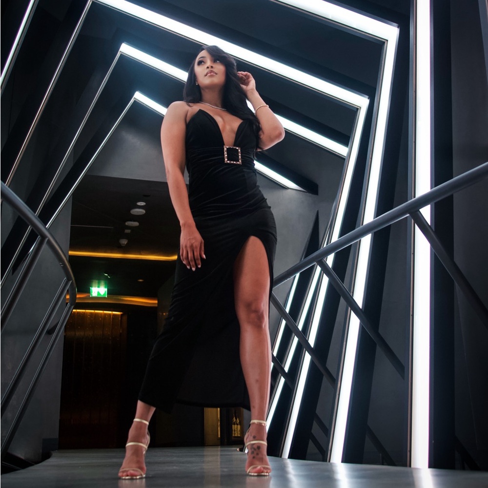 Black velvet dress
